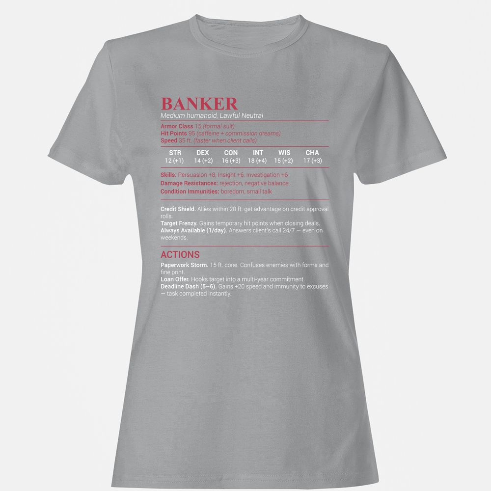 Banker Stats Women's T-Shirt - Sport Grey - 15