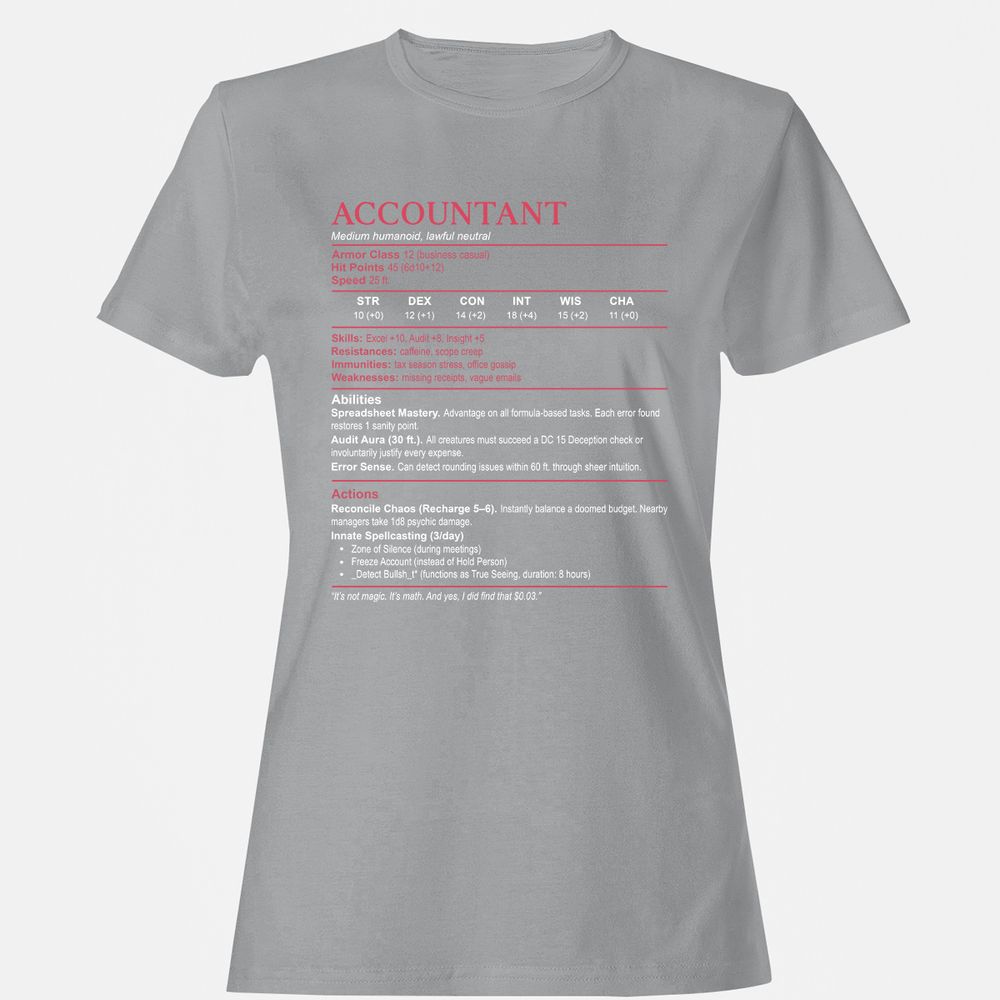 Accountant Stats Women's T-Shirt - Sport Grey - 15