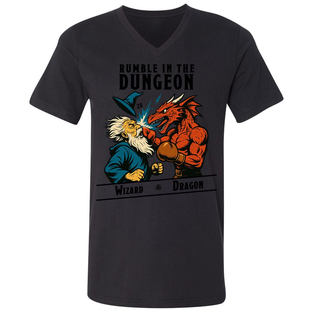 Rumble in the Dungeon Unisex V-Neck T-Shirt - Black - 16