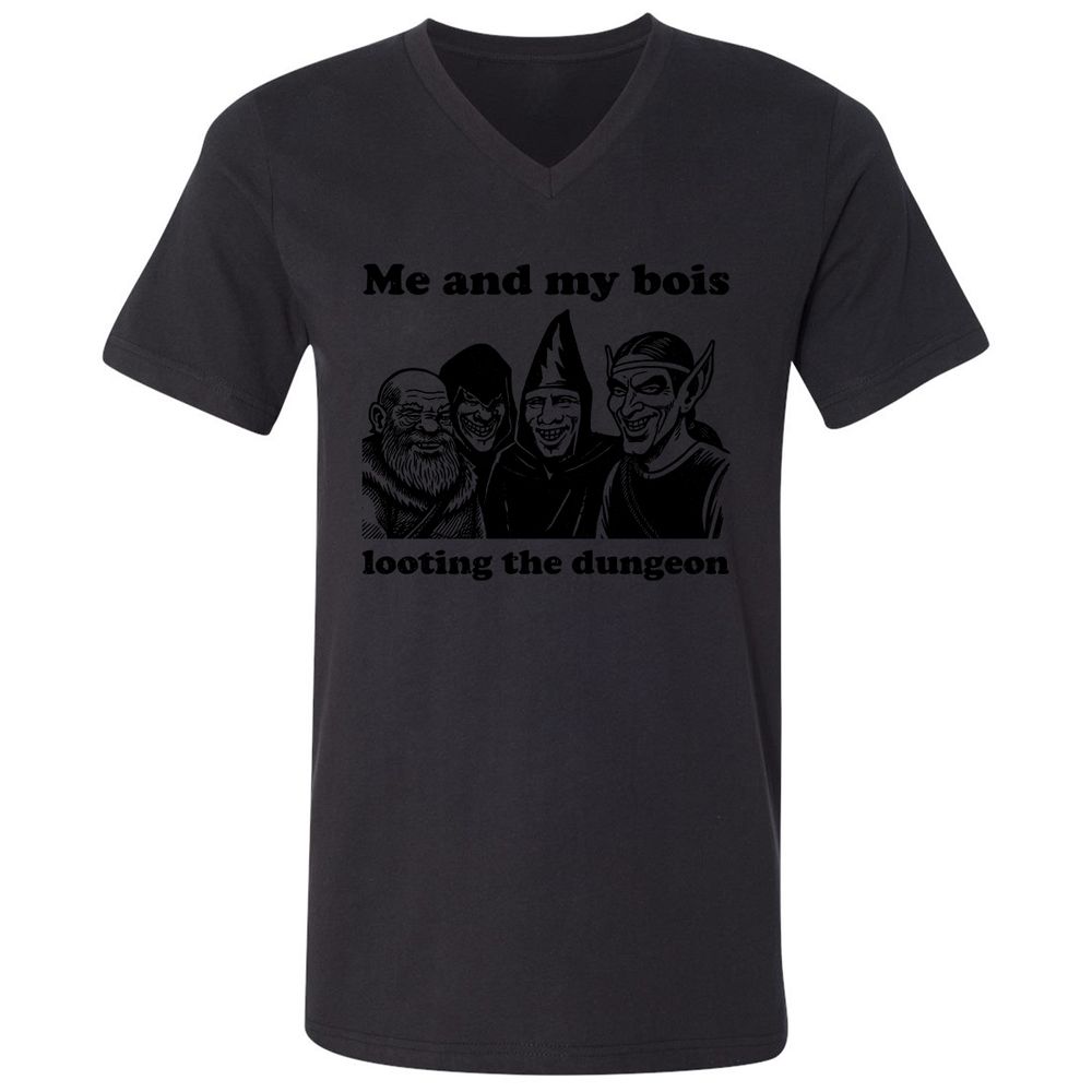 Me and my bois looting the dungeon Unisex V-Neck T-Shirt - Black - 16