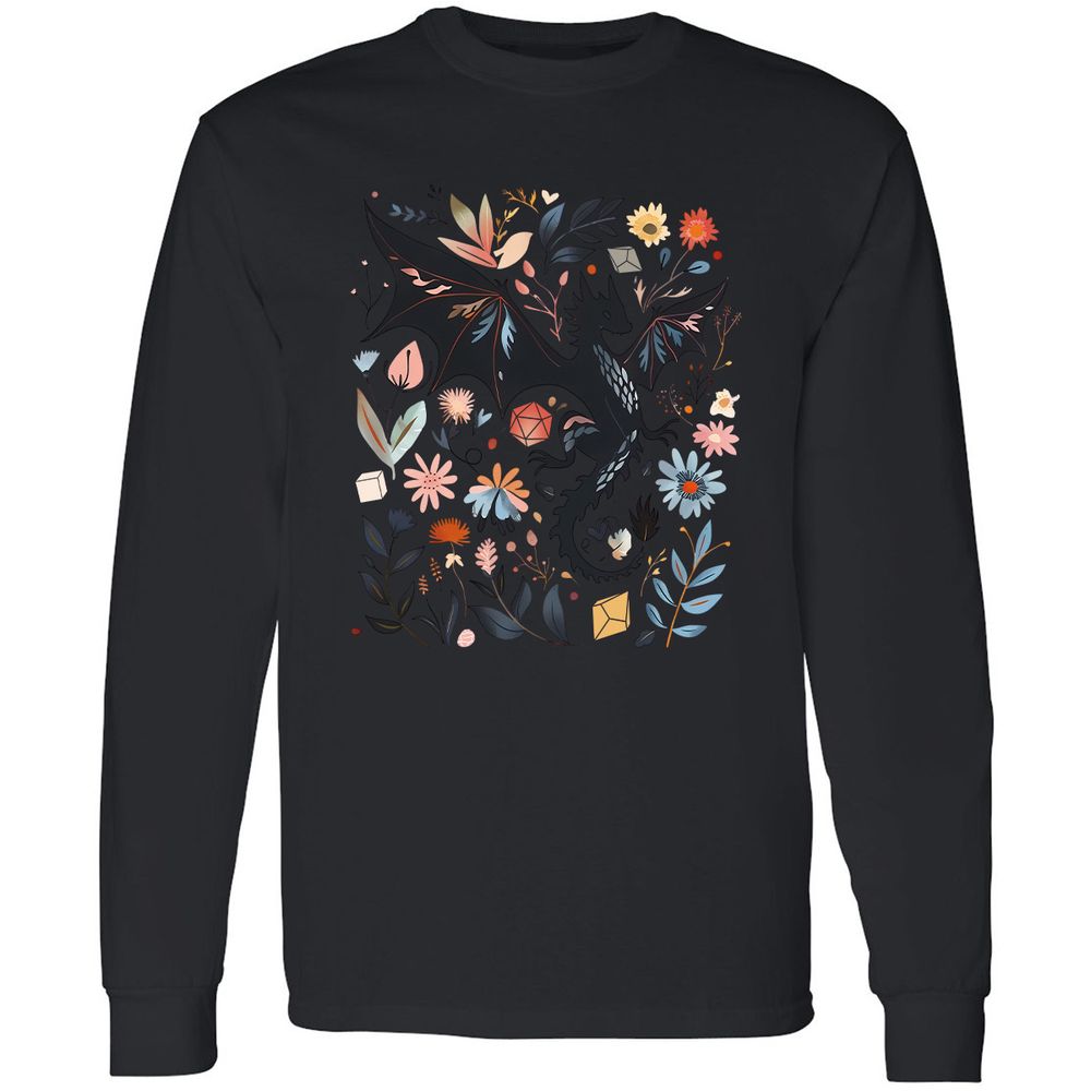 Floral DnD Dragon - Black - 16