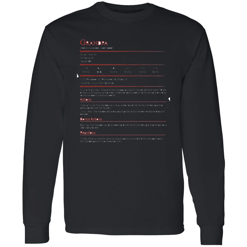 Grandpa Stat Block Long Sleeve T-Shirt - Black - 16