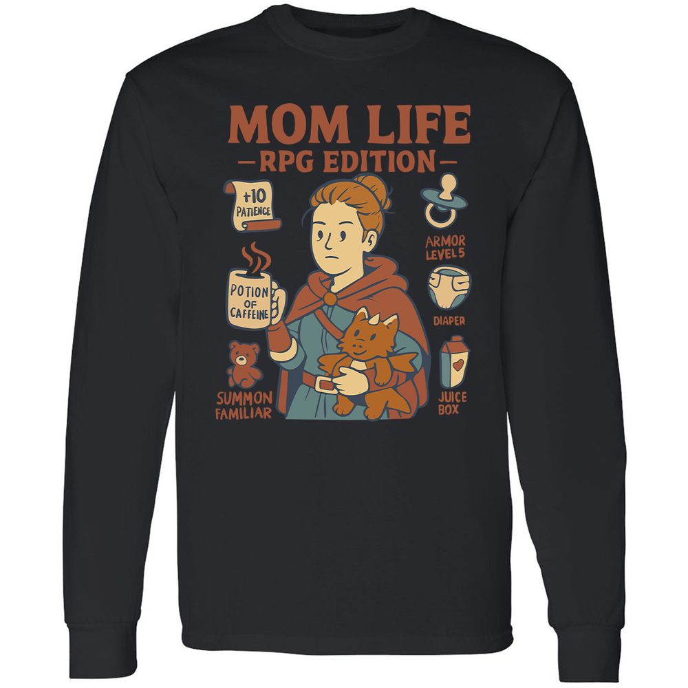 Mom Life RPG Edition Long Sleeve T-Shirt - Black - 16