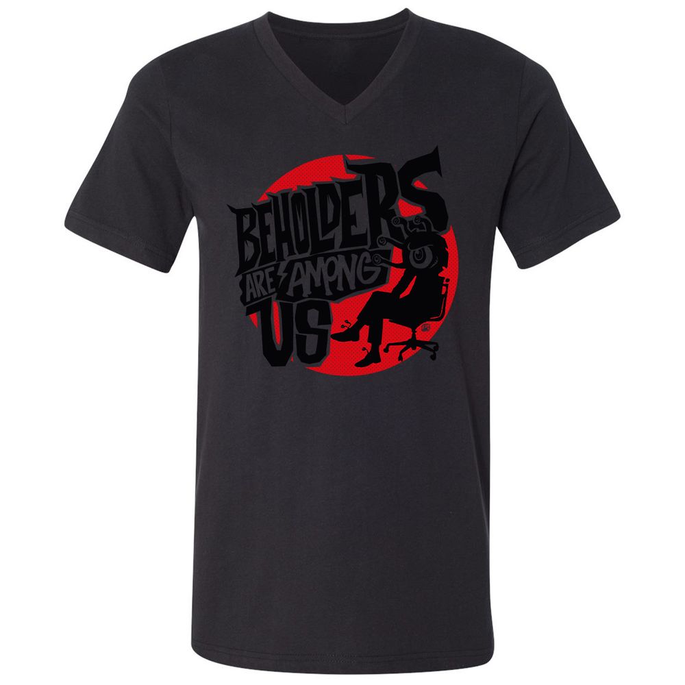 Beholders Are Among Us Unisex V-Neck T-Shirt - Black - 16