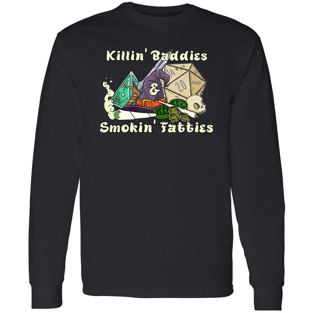 Killin' Baddies Smokin' Fatties Long Sleeve T-Shirt - Black - 16
