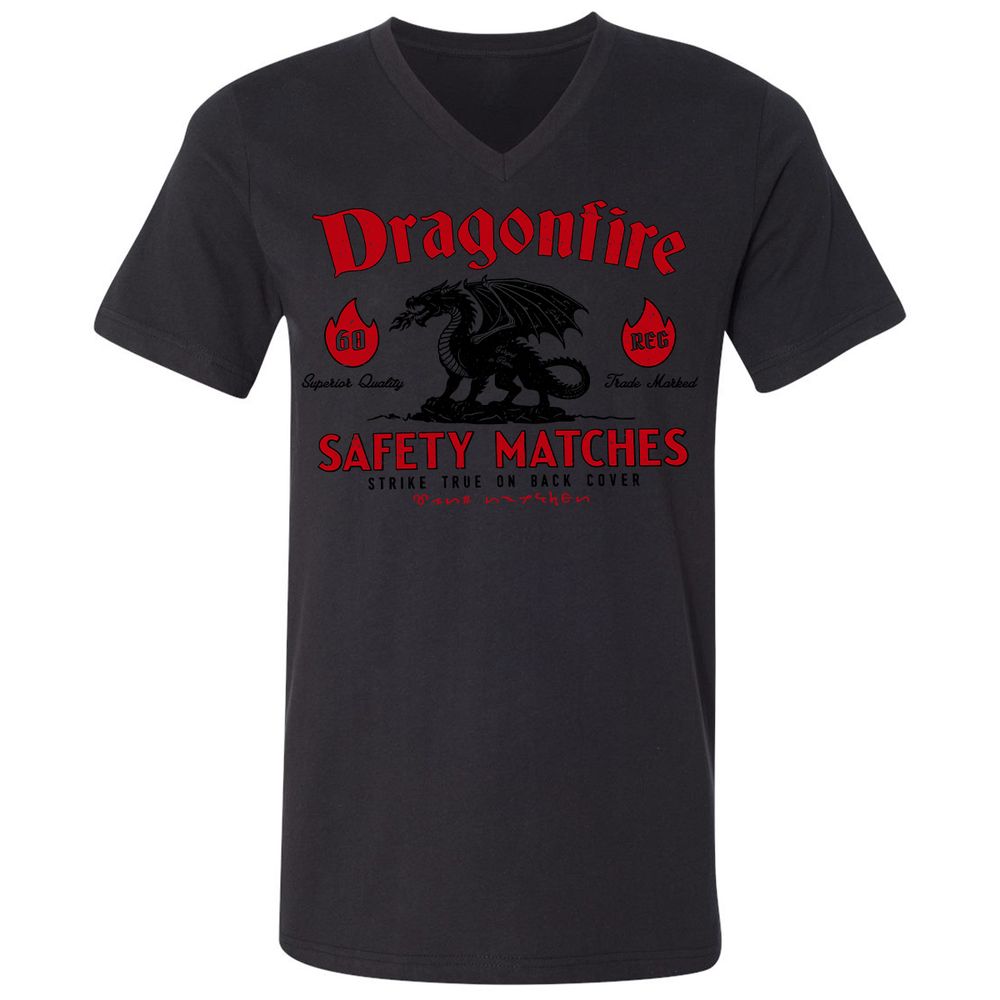 Dragonfire Unisex V-Neck T-Shirt - Black - 16
