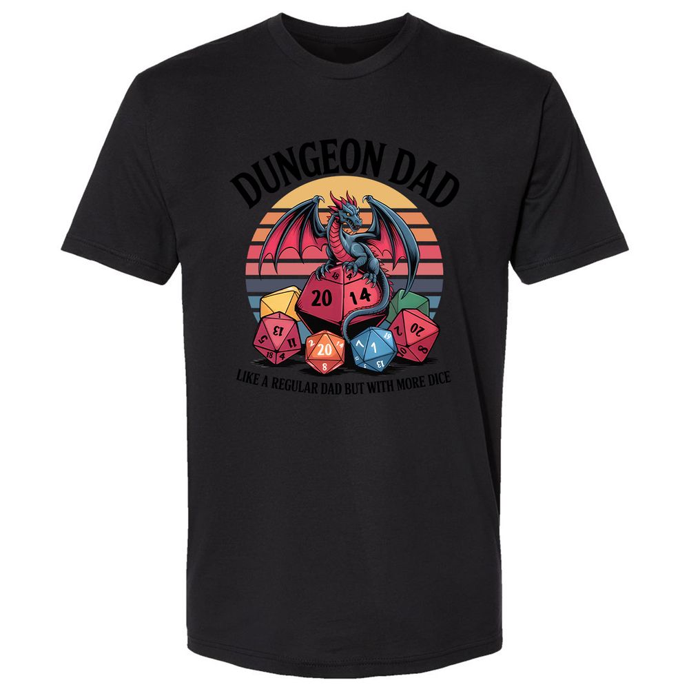 Dungeon Dad With More Dice Premium Unisex T-Shirt - Black - 16