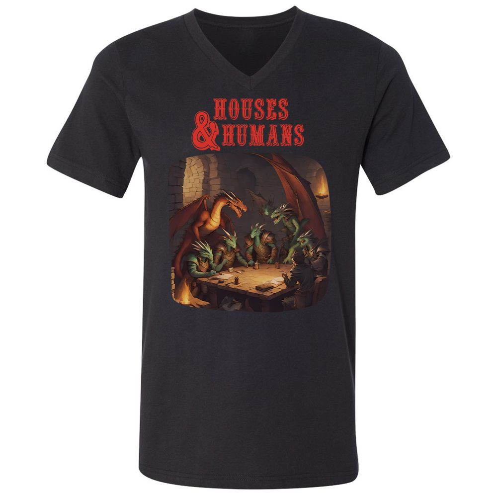 Houses And Humans Unisex V-Neck T-Shirt - Black - 16