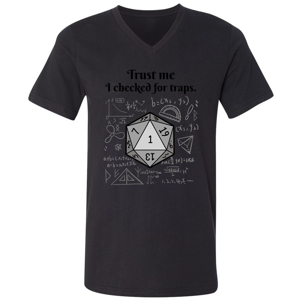 Trust me, I checked for traps. Unisex V-Neck T-Shirt - Black - 16