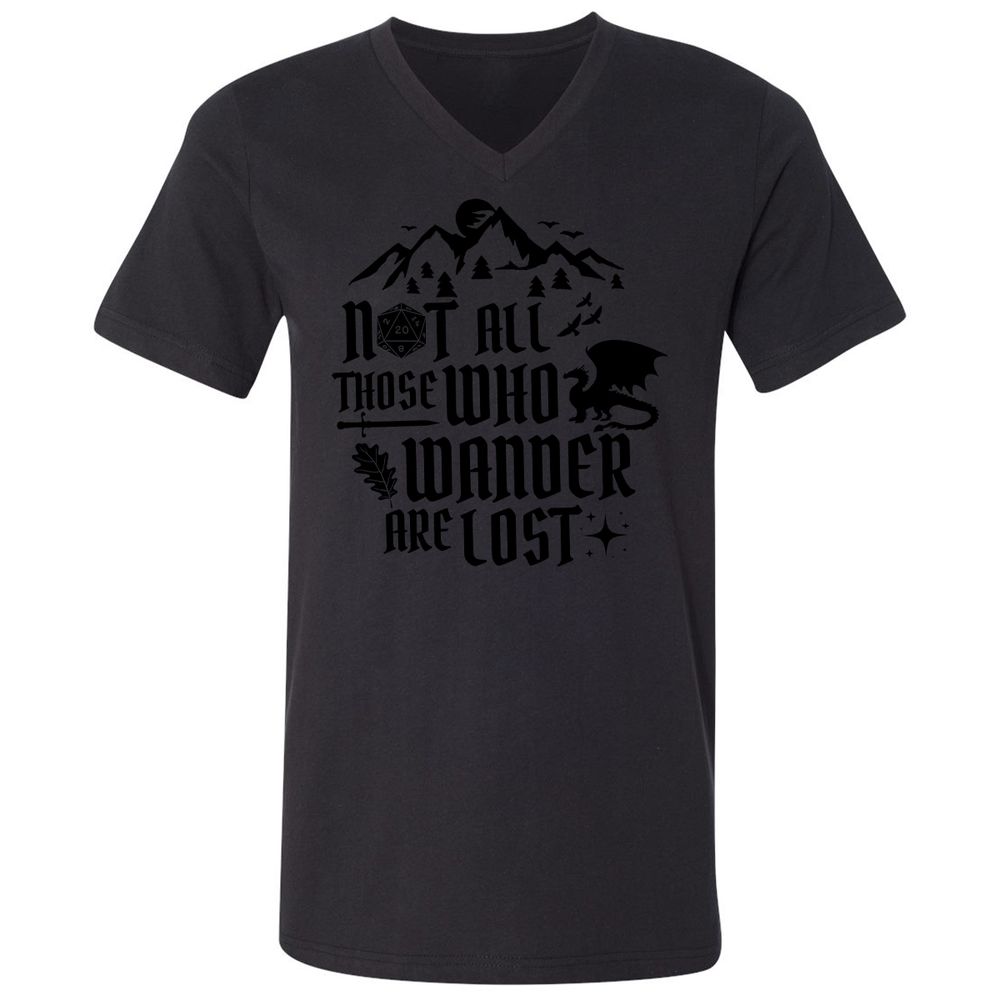 Not All Those Who Wander Are Lost Unisex V-Neck T-Shirt - Black - 16