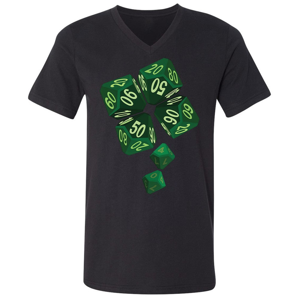 Dice Clover Unisex V-Neck T-Shirt - Black - 16