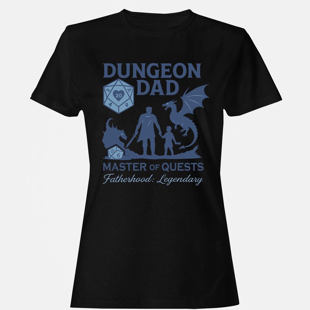 Dungeon Dad Master Of Quests Women's T-Shirt - Black - 16