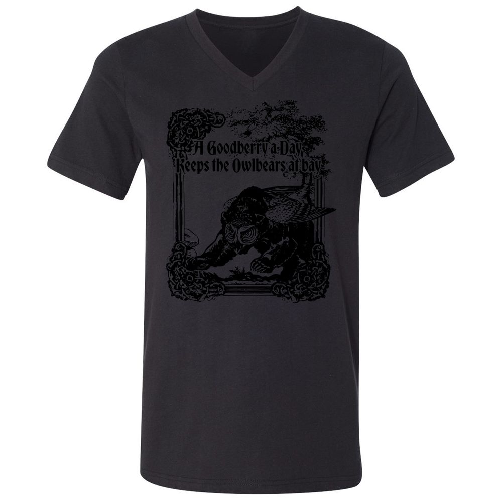 A Goodberry A Day Keeps The Owlbears At Bay Unisex V-Neck T-Shirt - Black - 16