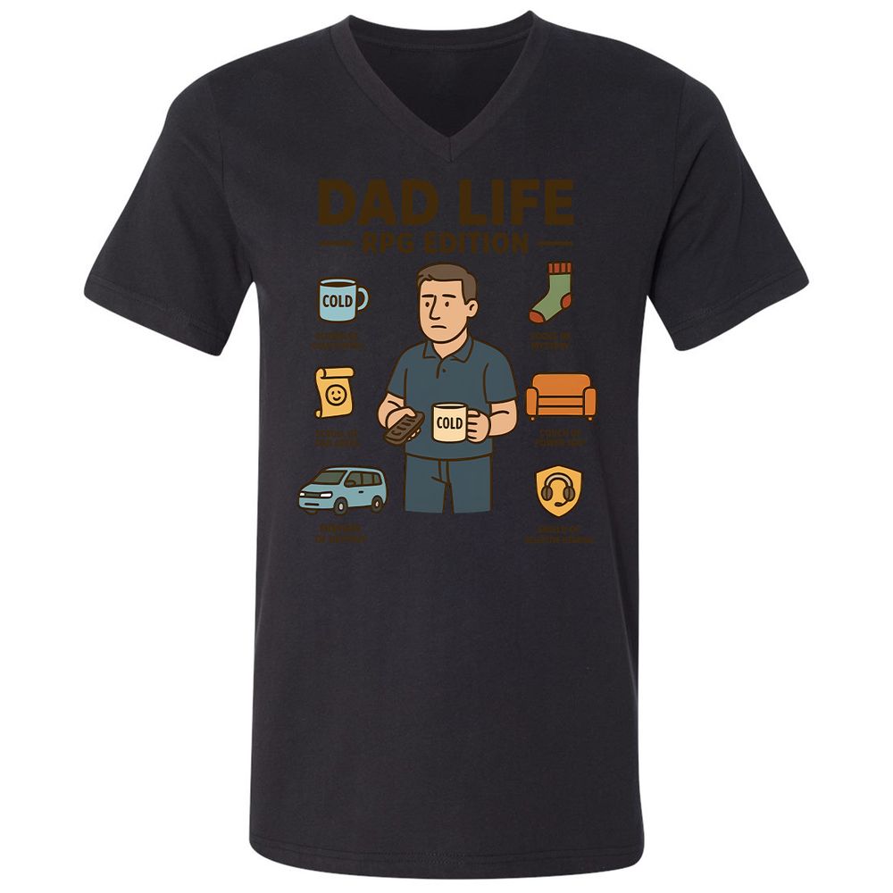 Dad Life RPG Edition Unisex V-Neck T-Shirt - Black - 16