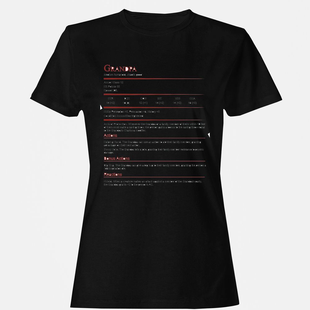Grandpa Stat Block Women's T-Shirt - Black - 16