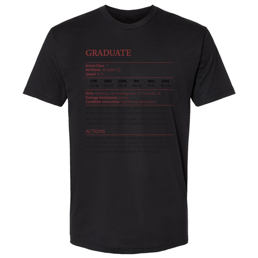 Graduate Stats Premium Unisex T-Shirt - Black - 16