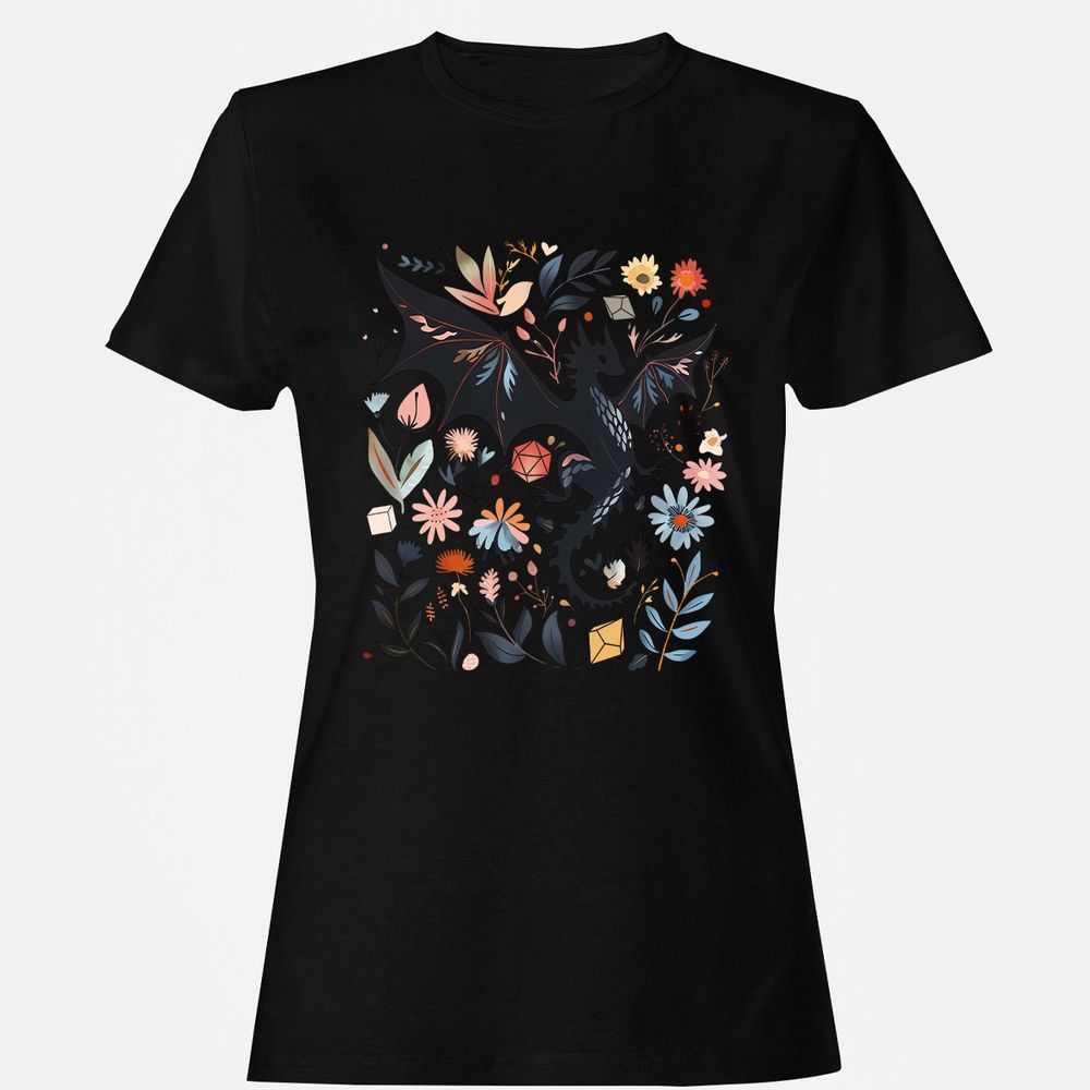 Floral DnD Dragon - Black - 16