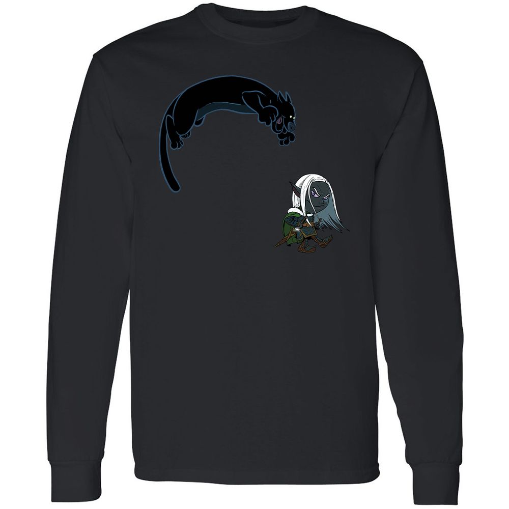Drizzt And Guenhwyvar Long Sleeve T-Shirt - Black - 16