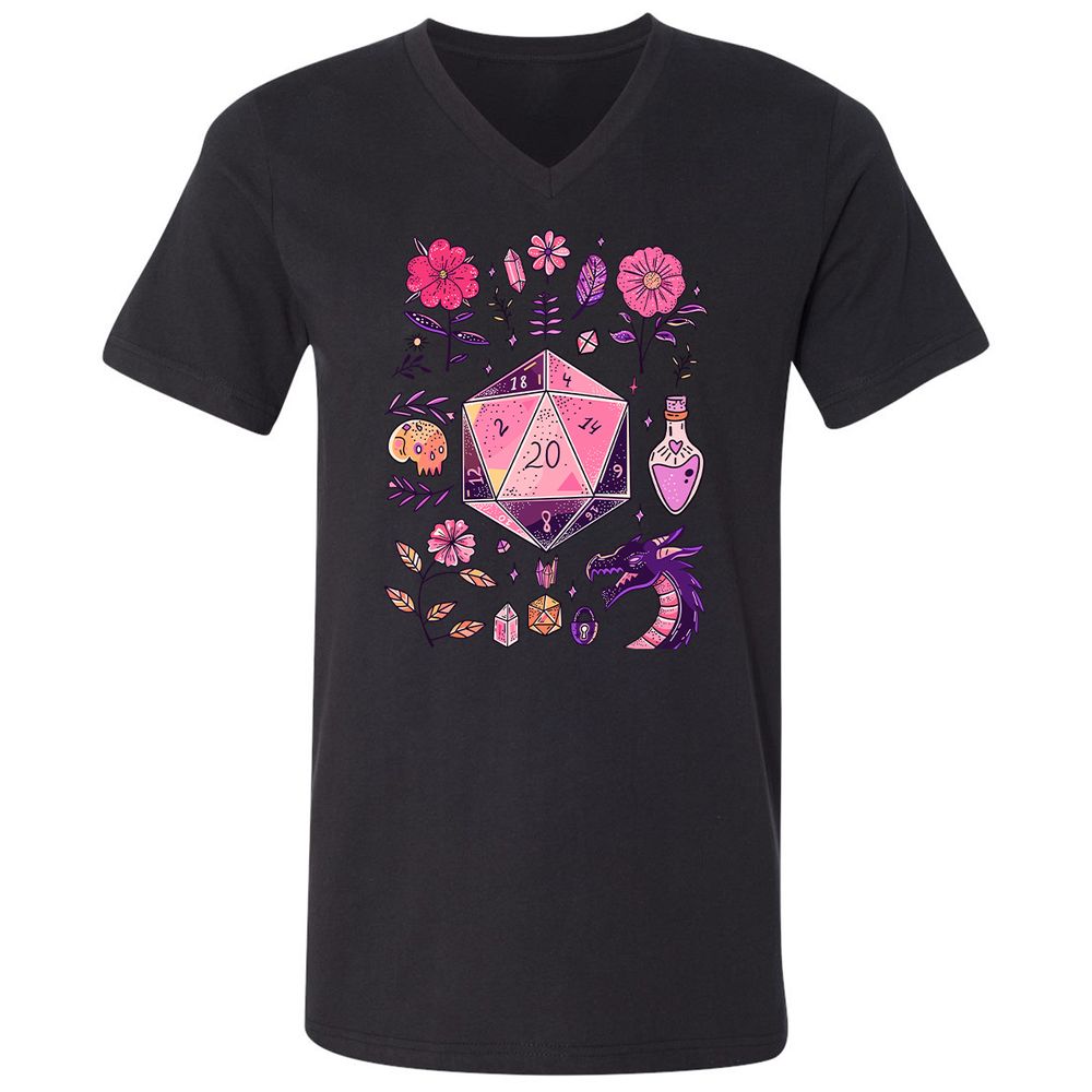 Mystic D20 Floral Dice Art - Black - 16