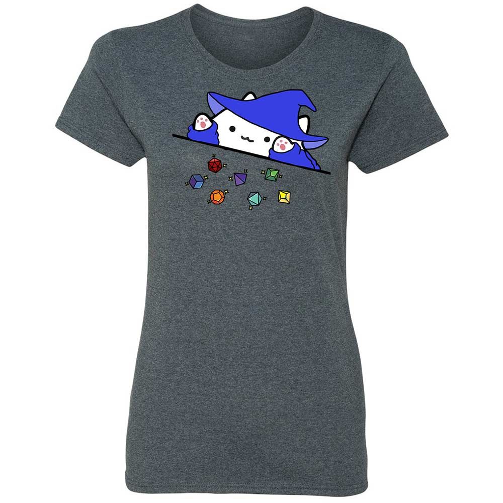 Cat Throws Dices Women's T-Shirt - Dark Heather - 16