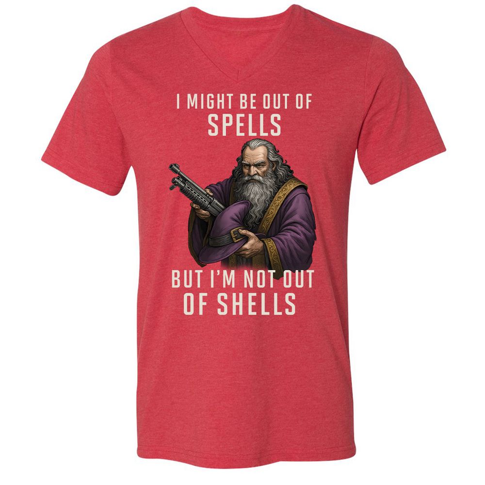 Not Out Of Shells Unisex V-Neck T-Shirt - Heather Red - 16