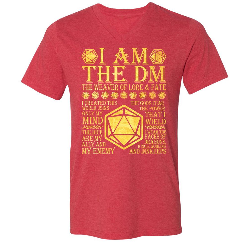 I Am The DM Unisex V-Neck T-Shirt - Heather Red - 16