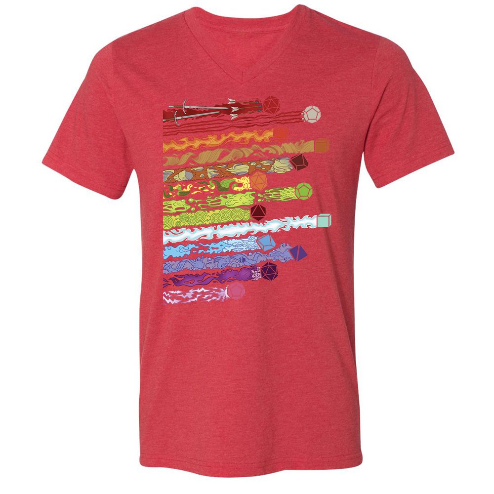 Damage Dices Unisex V-Neck T-Shirt - Heather Red - 16