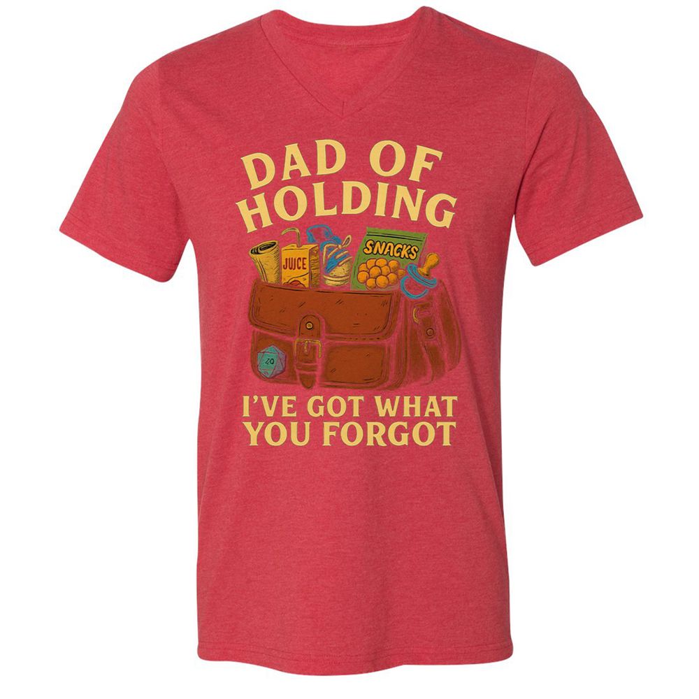 Dad Of Holding Unisex V-Neck T-Shirt - Heather Red - 16