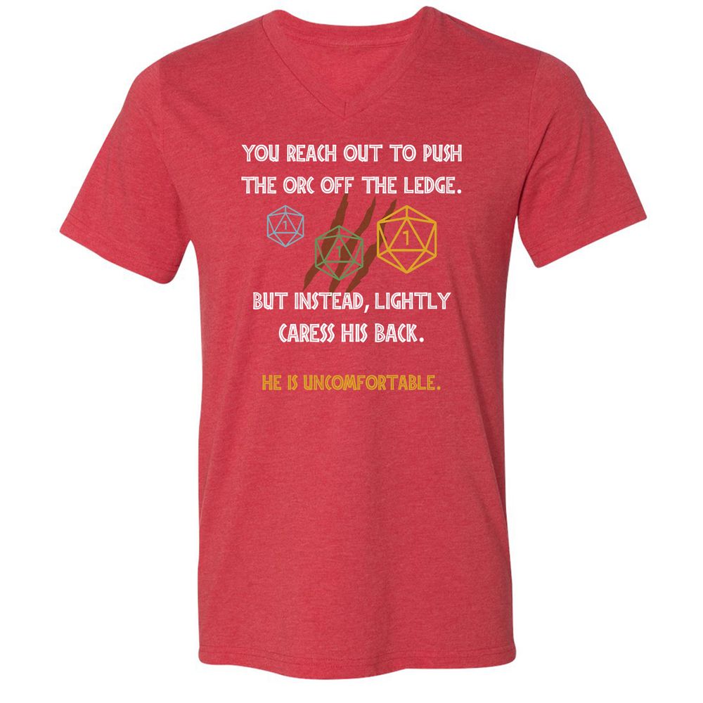 YOU REACH OUT TO PUSH Unisex V-Neck T-Shirt - Heather Red - 16
