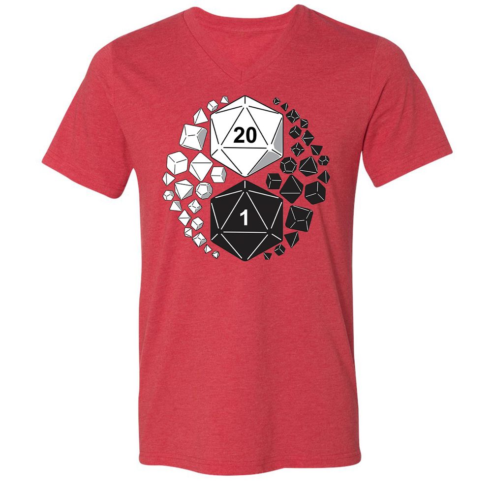 Gaming Yin Yang Unisex V-Neck T-Shirt - Heather Red - 16