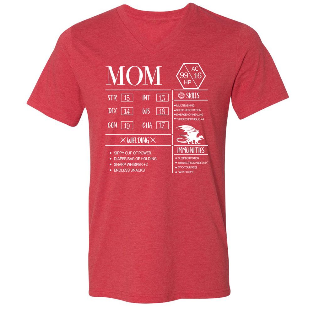 Mom New Unisex V-Neck T-Shirt - Heather Red - 16
