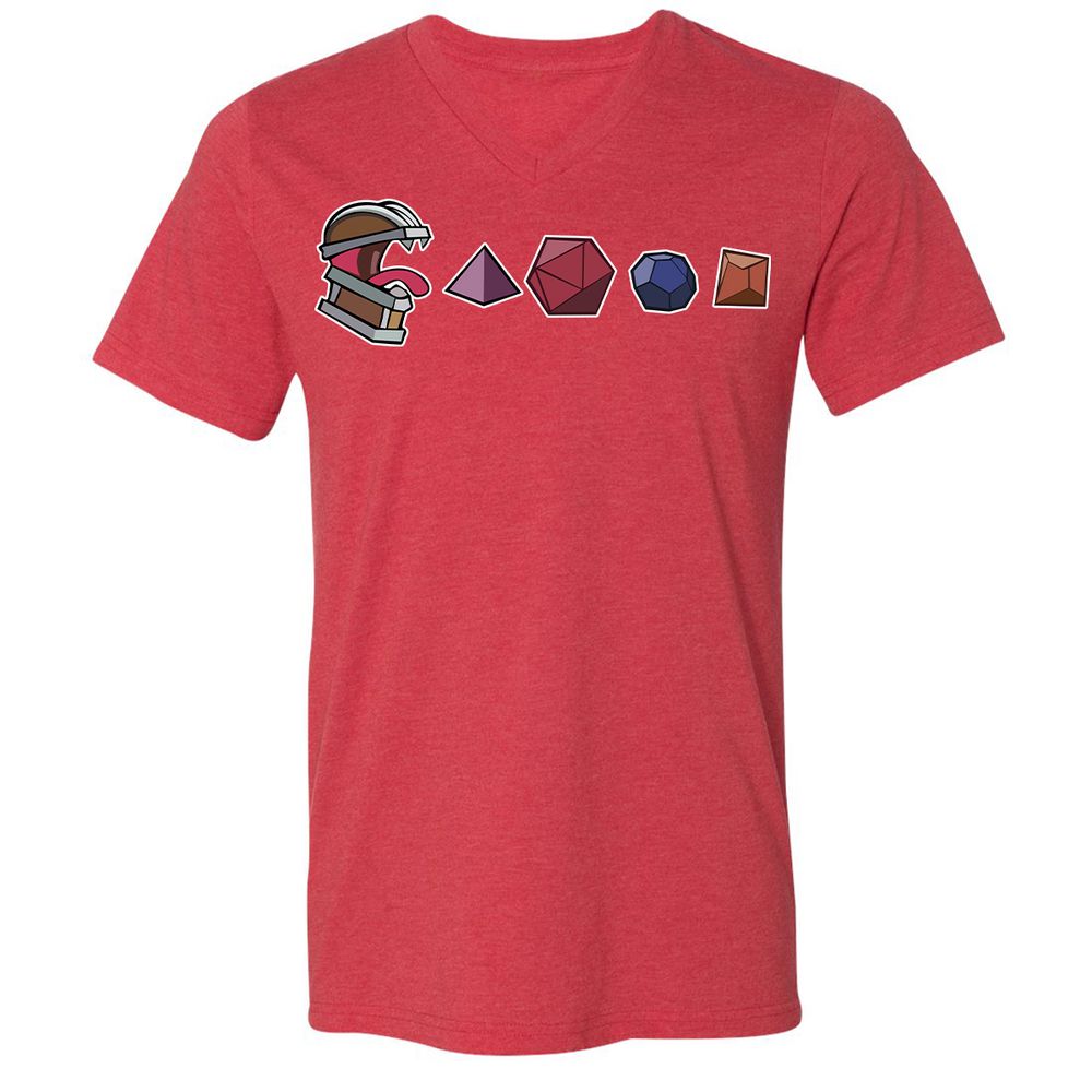 Mimic And Dices Unisex V-Neck T-Shirt - Heather Red - 16