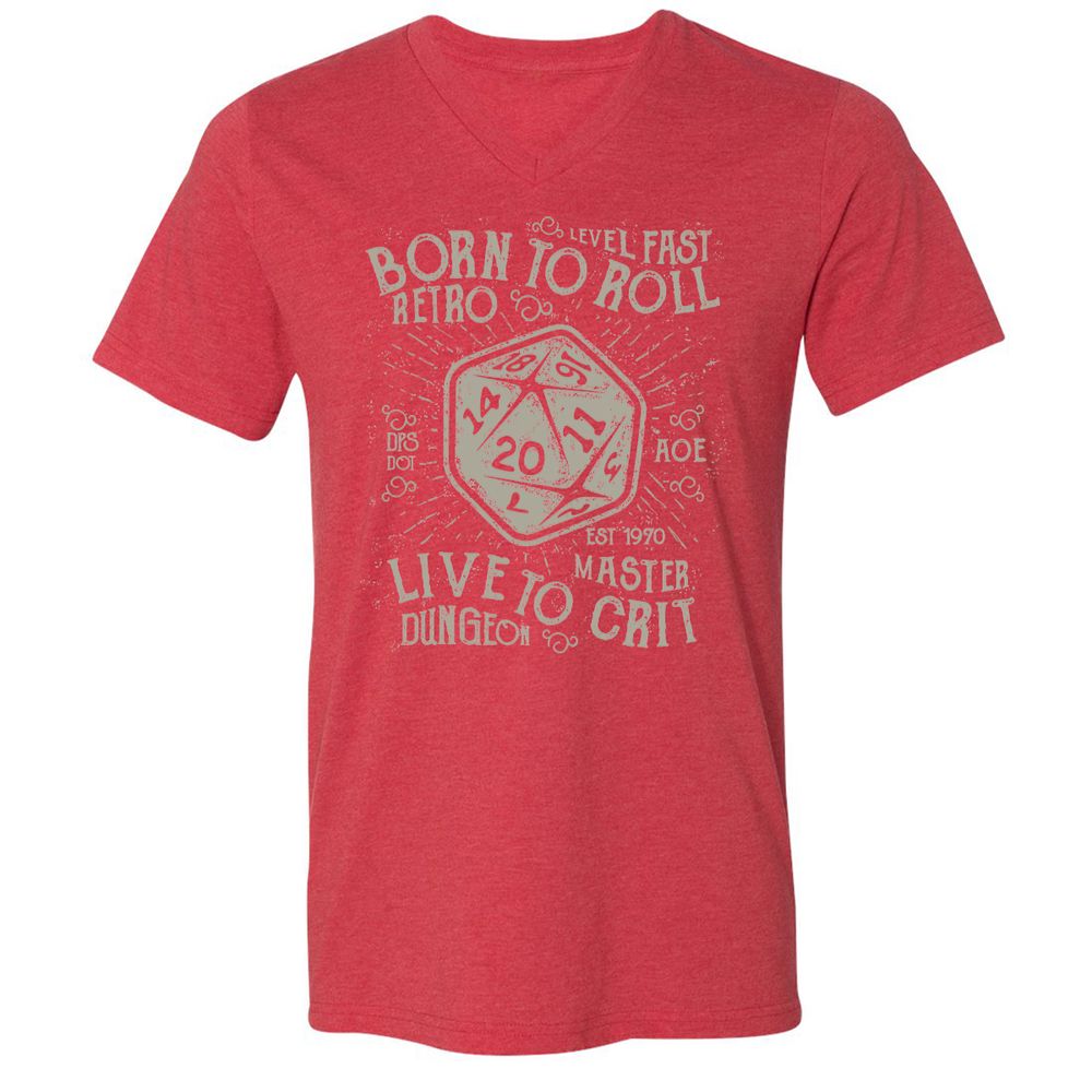 Born To Roll Live To Crit Unisex V-Neck T-Shirt - Heather Red - 16