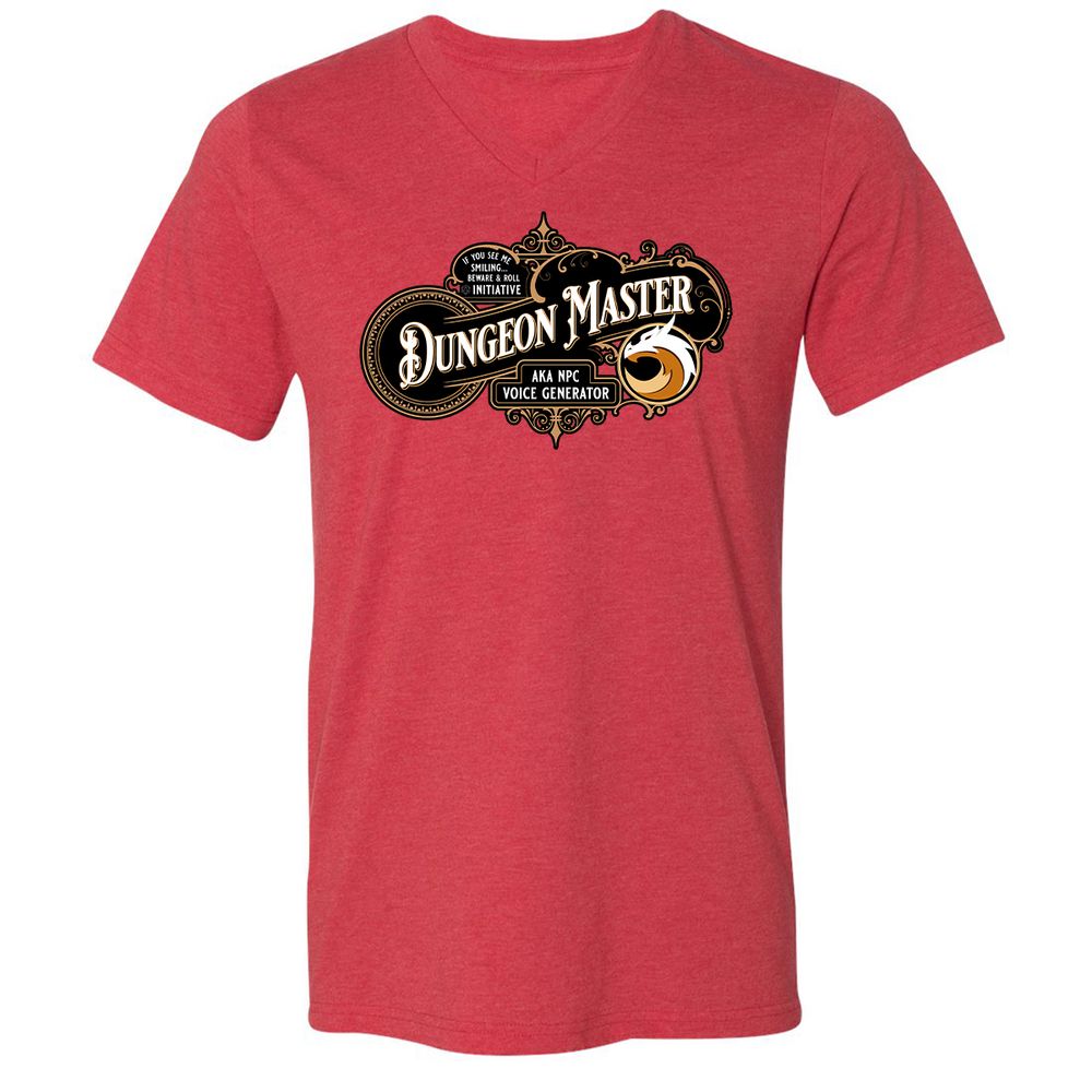 Dungeon Master Unisex V-Neck T-Shirt - Heather Red - 16