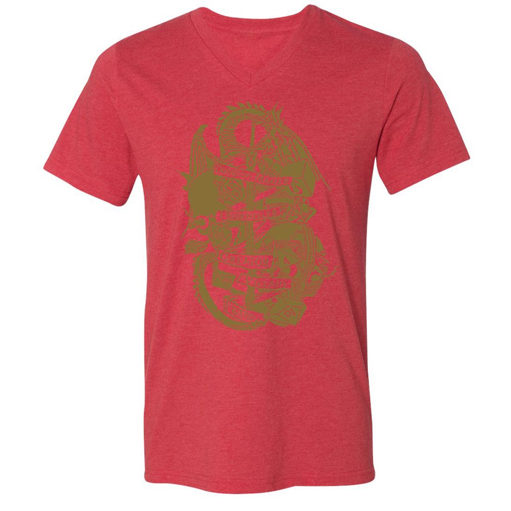 Dungeon Master Dragon Unisex V-Neck T-Shirt - Heather Red - 16