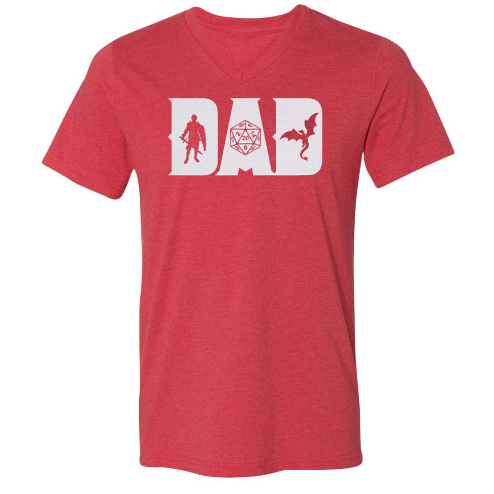Dad Fathers Day Unisex V-Neck T-Shirt - Heather Red - 16