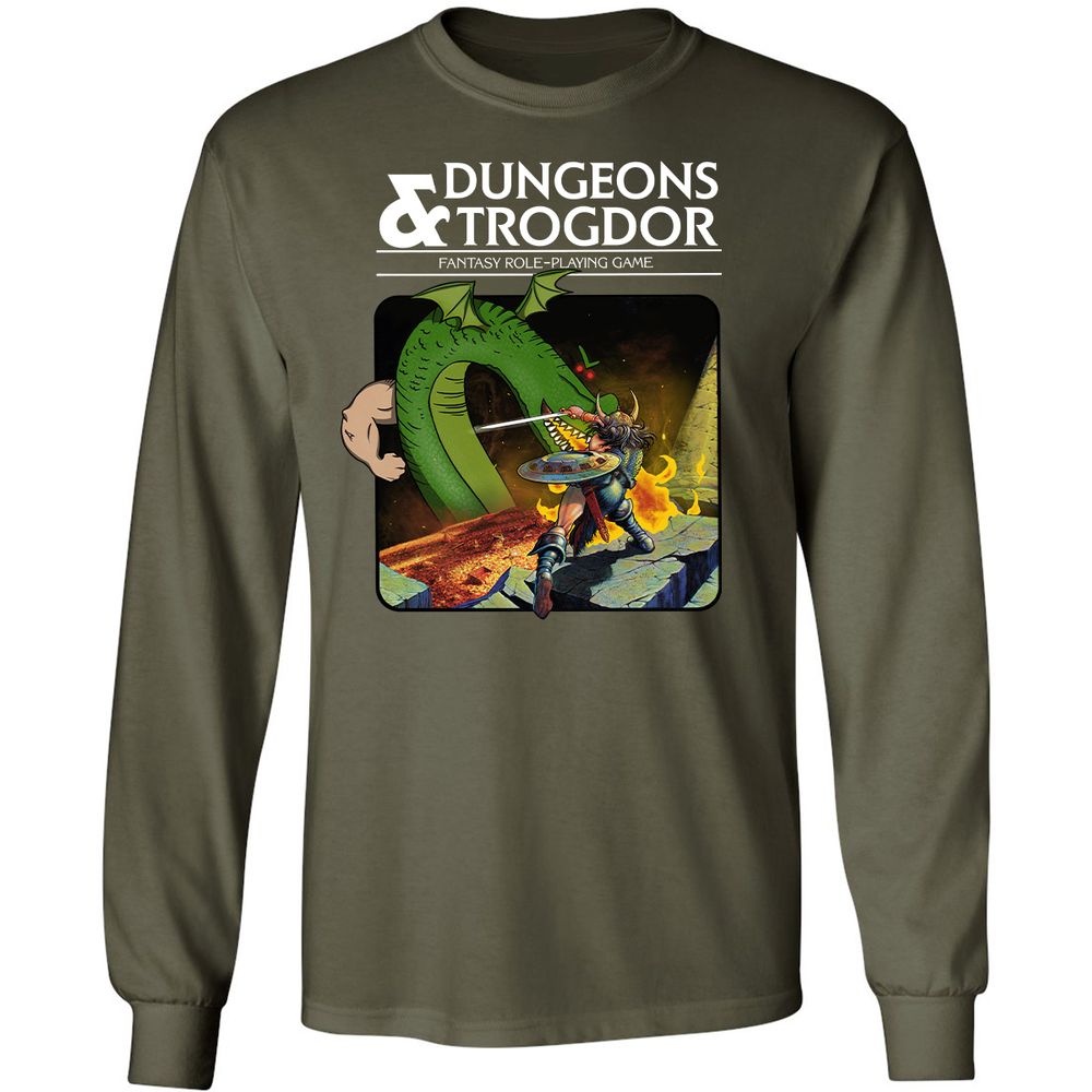 Trogdor Long Sleeve T-Shirt - Military Green - 16