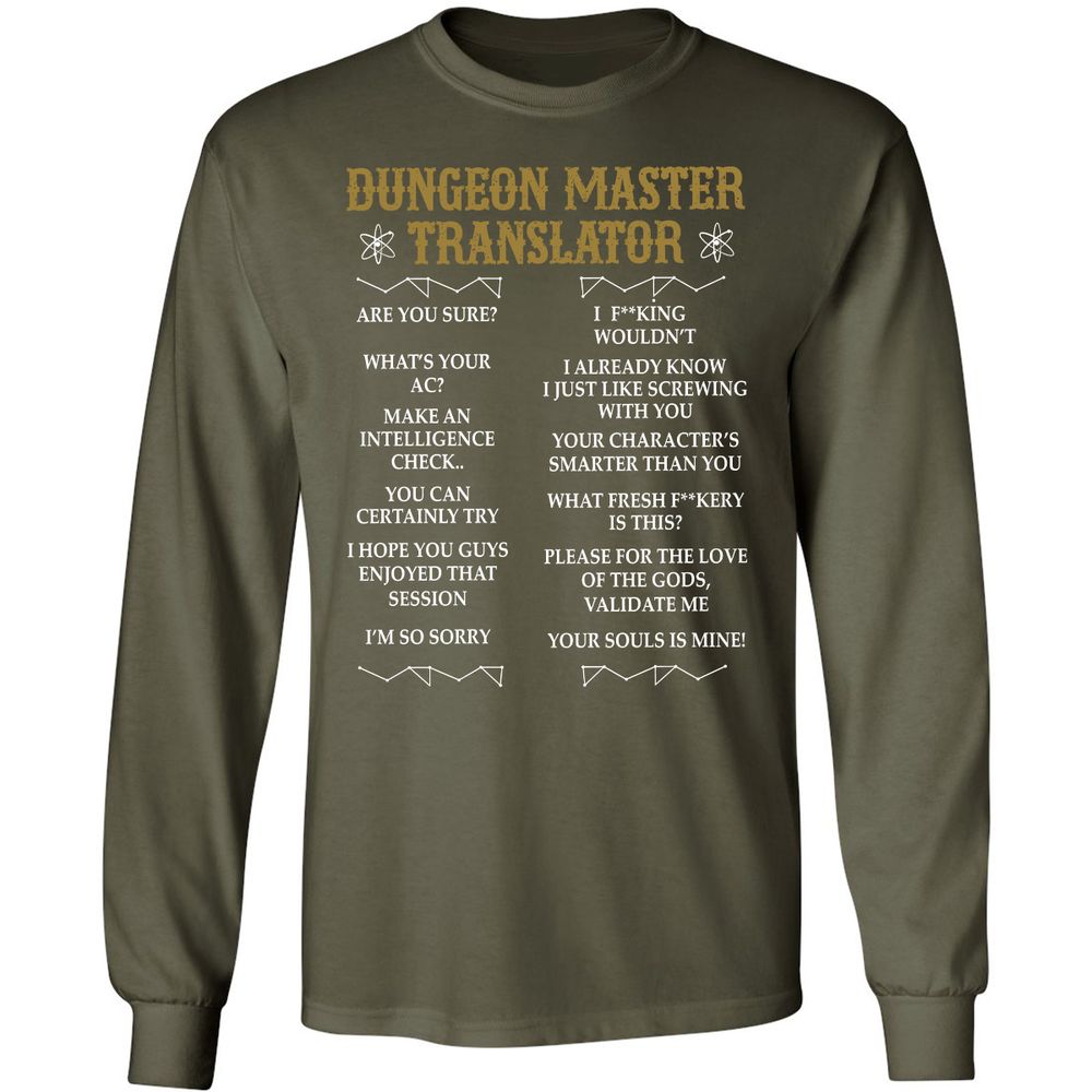 Dungeon Master Translator Long Sleeve T-Shirt - Military Green - 16