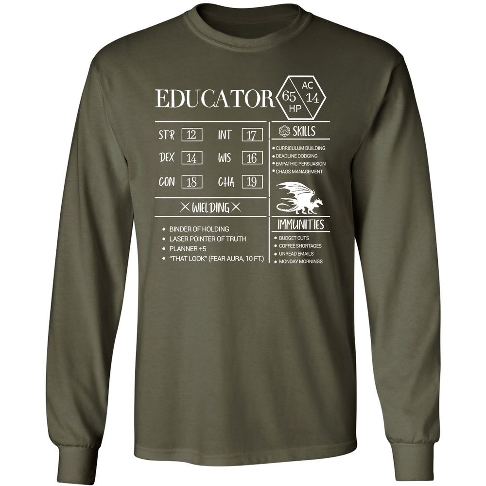 Educator New Long Sleeve T-Shirt - Military Green - 16