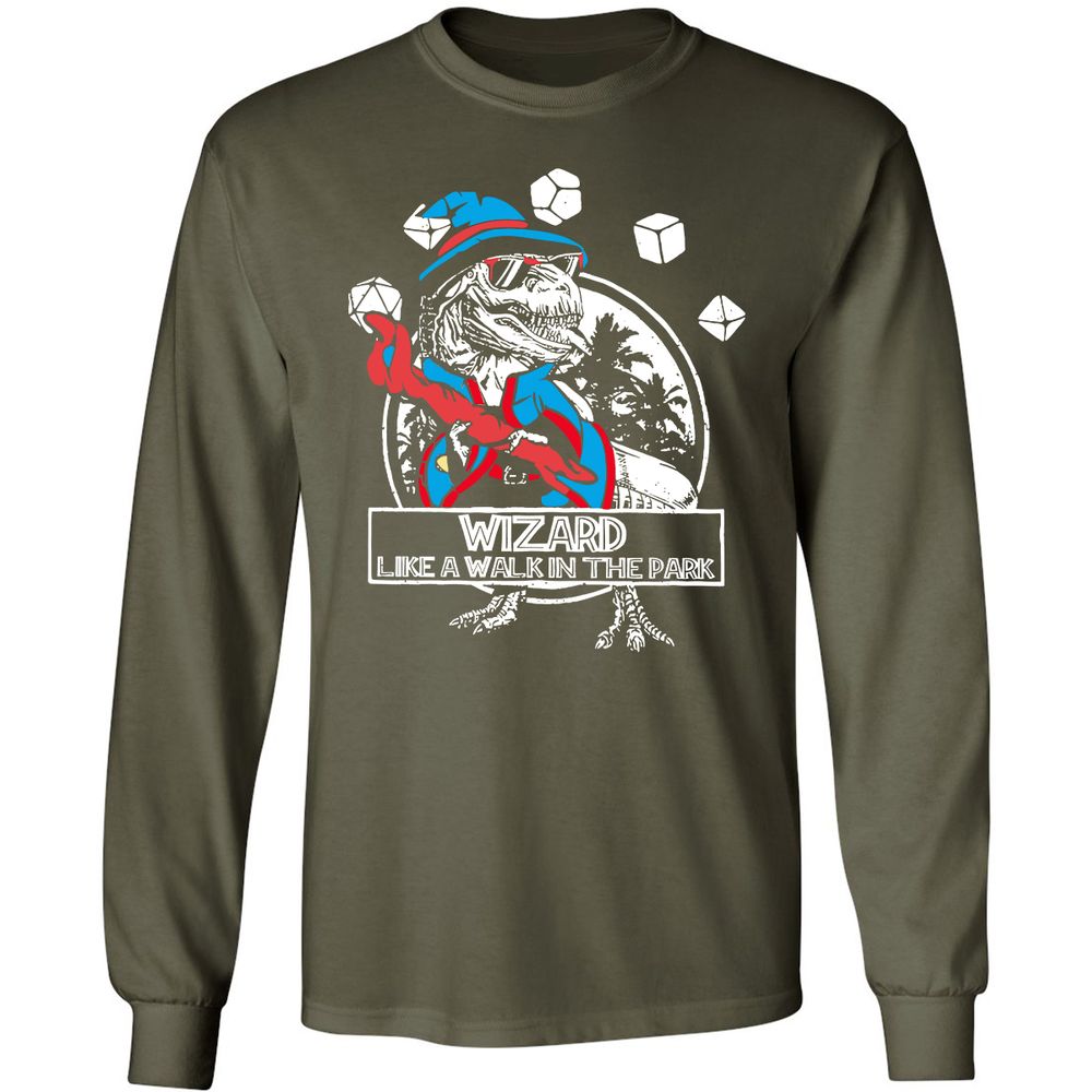 Wizard Like The Walk In The Park Long Sleeve T-Shirt - Military Green - 16