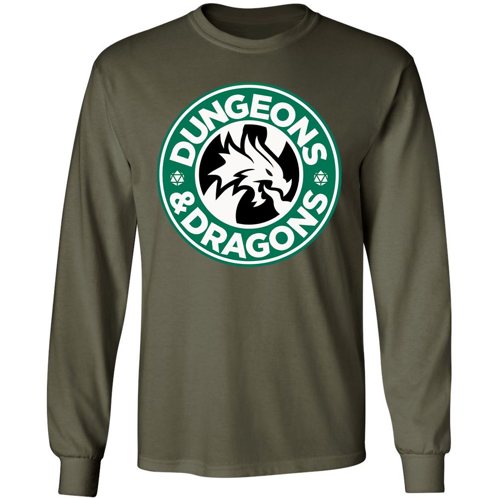 D&D Coffee Long Sleeve T-Shirt - Military Green - 16