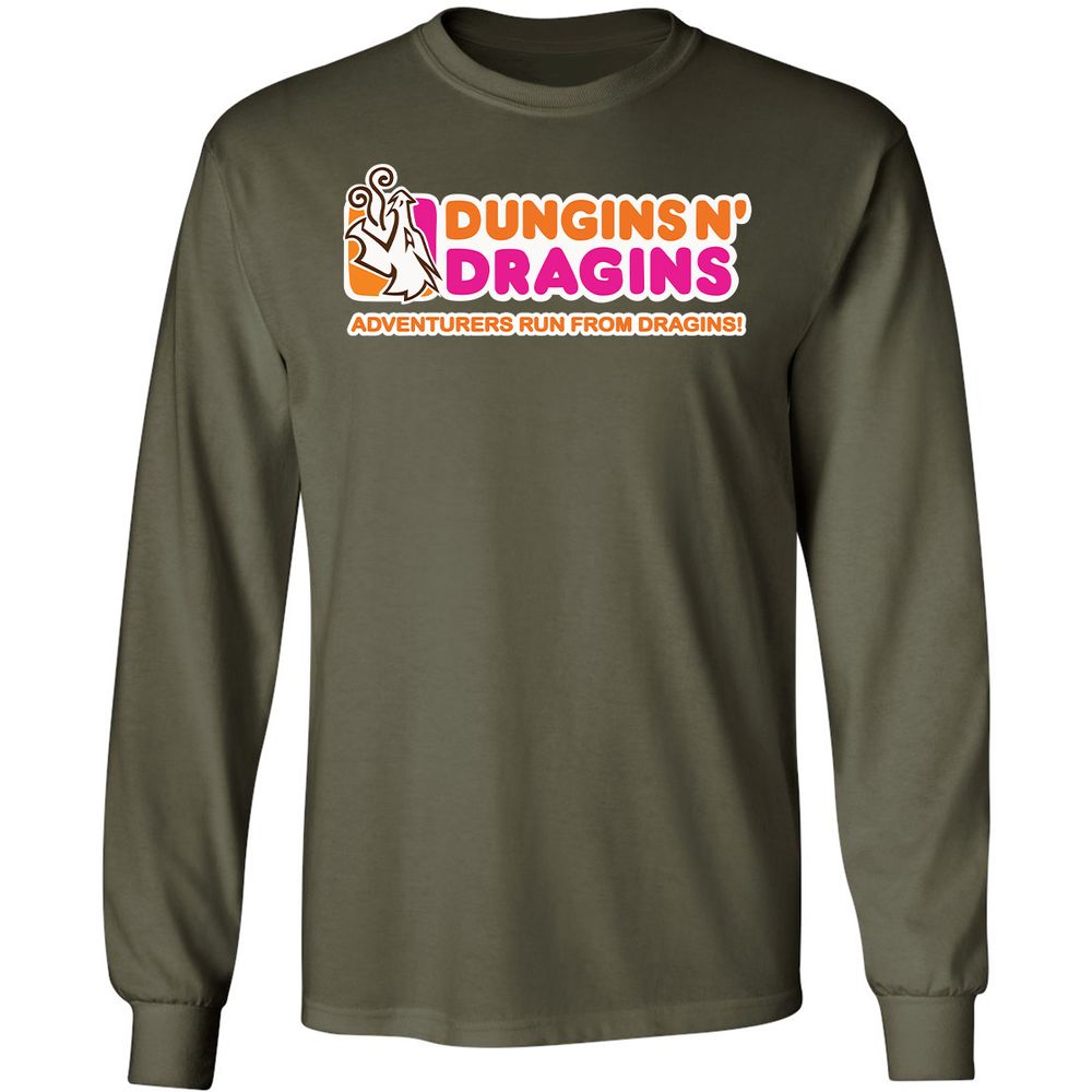 Dungins & Dragins Long Sleeve T-Shirt - Military Green - 16