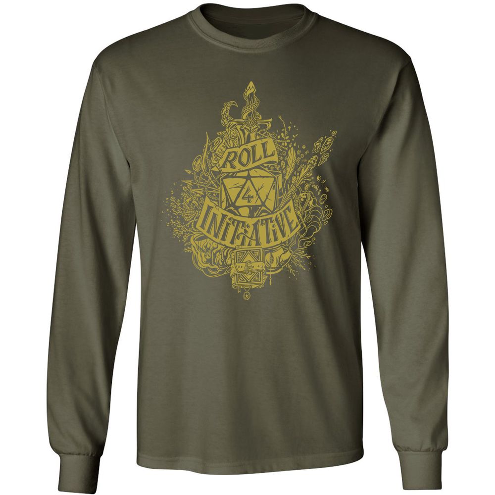 Roll Initiative Long Sleeve T-Shirt - Military Green - 16
