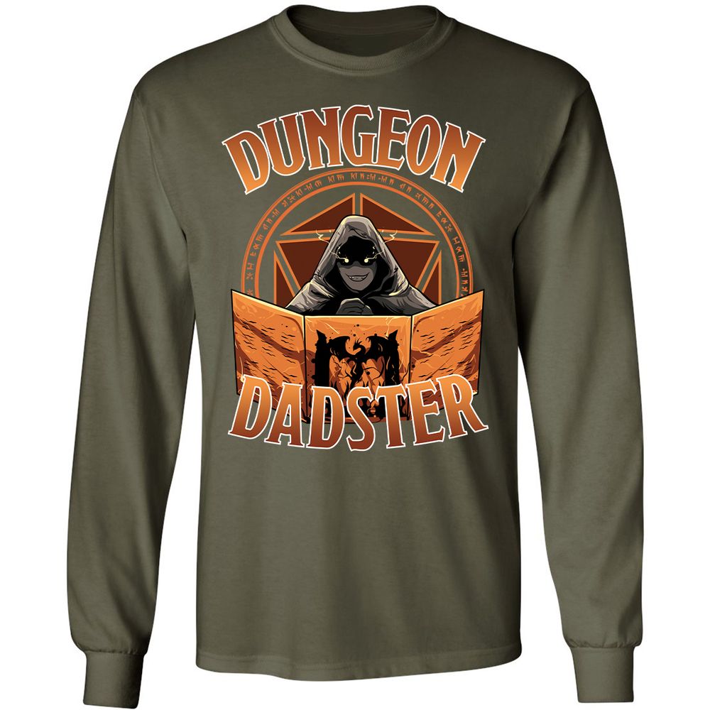 Dungeon Dadster Long Sleeve T-Shirt - Military Green - 16