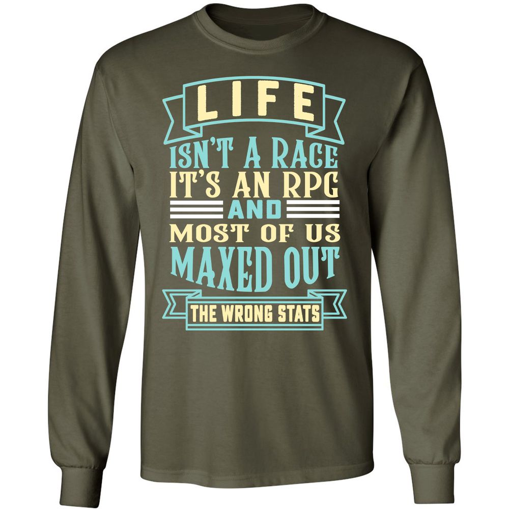 Life Is A RPG Long Sleeve T-Shirt - Military Green - 16