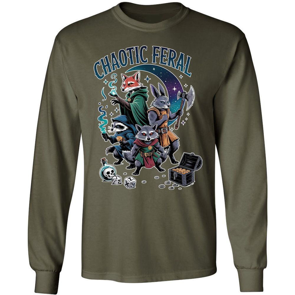 Chaotic Feral Long Sleeve T-Shirt - Military Green - 16