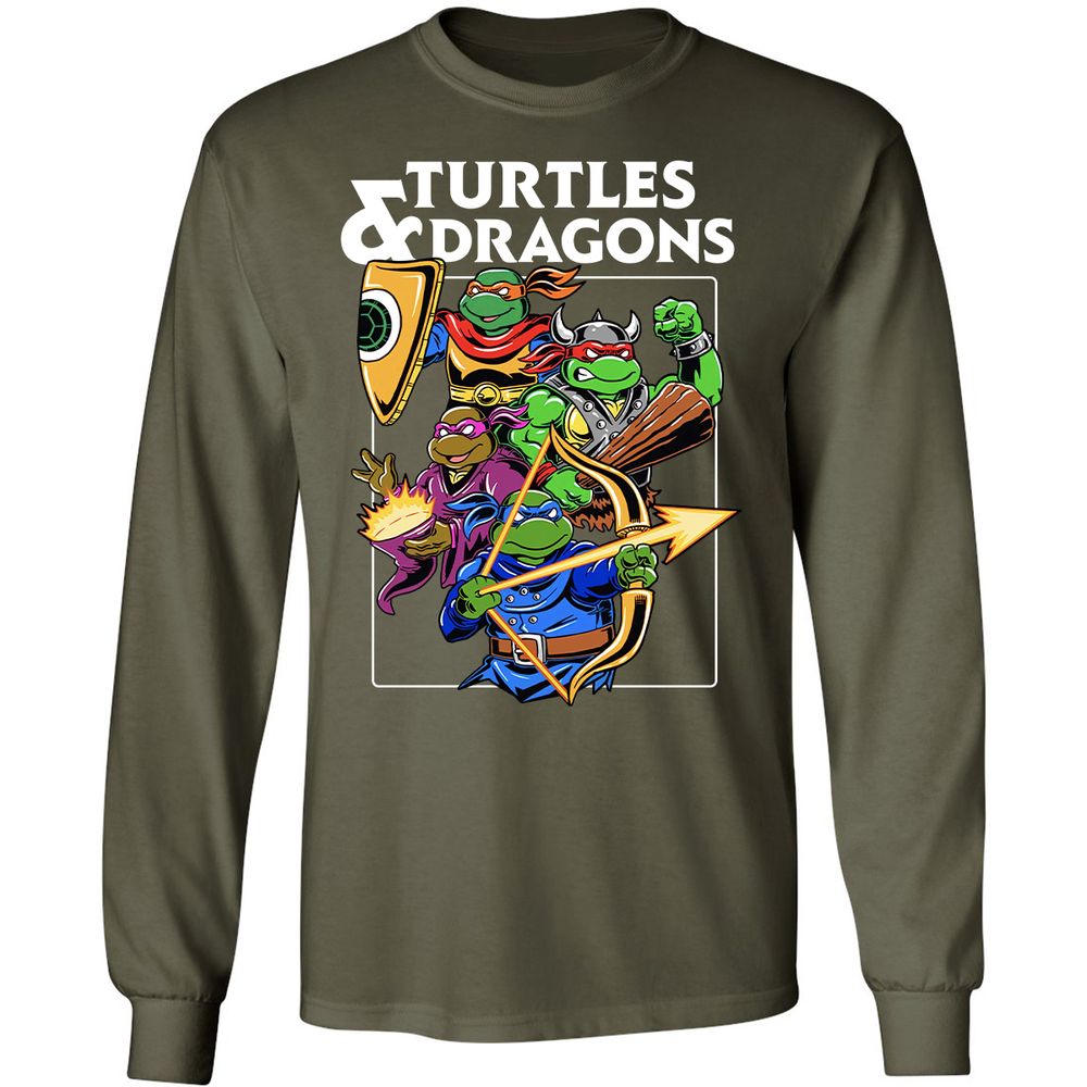 Turtles & Dragons Long Sleeve T-Shirt - Military Green - 16