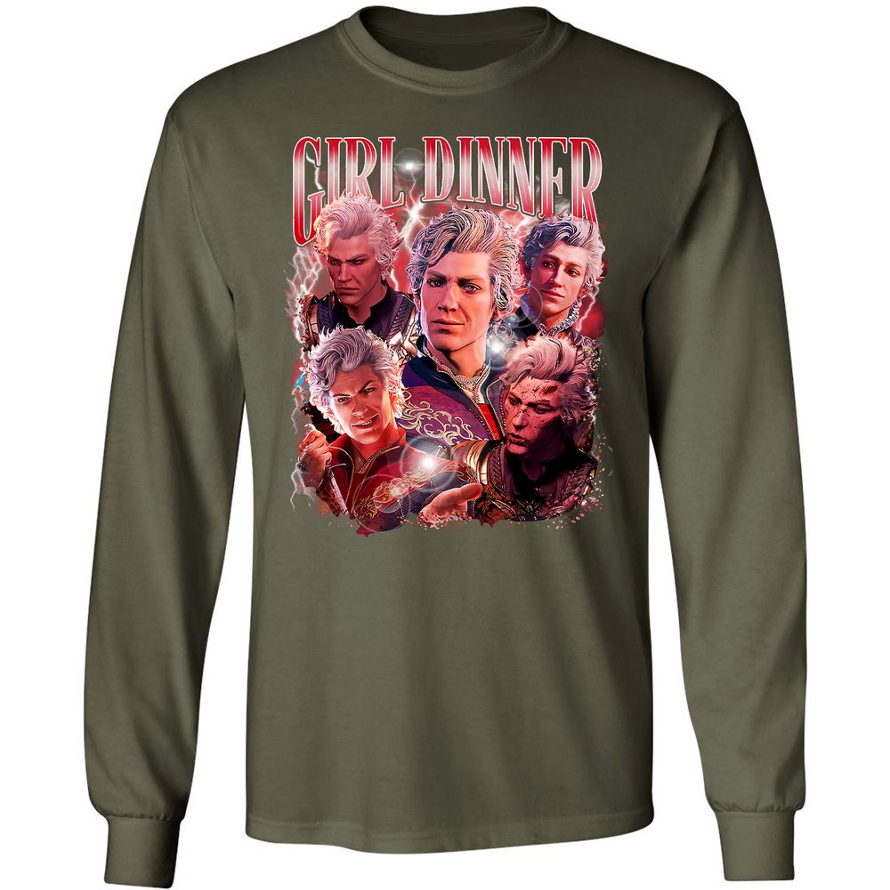 Astarion Girl Dinner Long Sleeve T-Shirt - Military Green - 16
