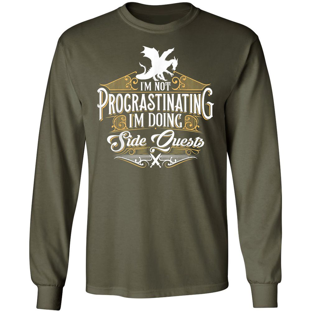 I'm Doing Side Quests Long Sleeve T-Shirt - Military Green - 16