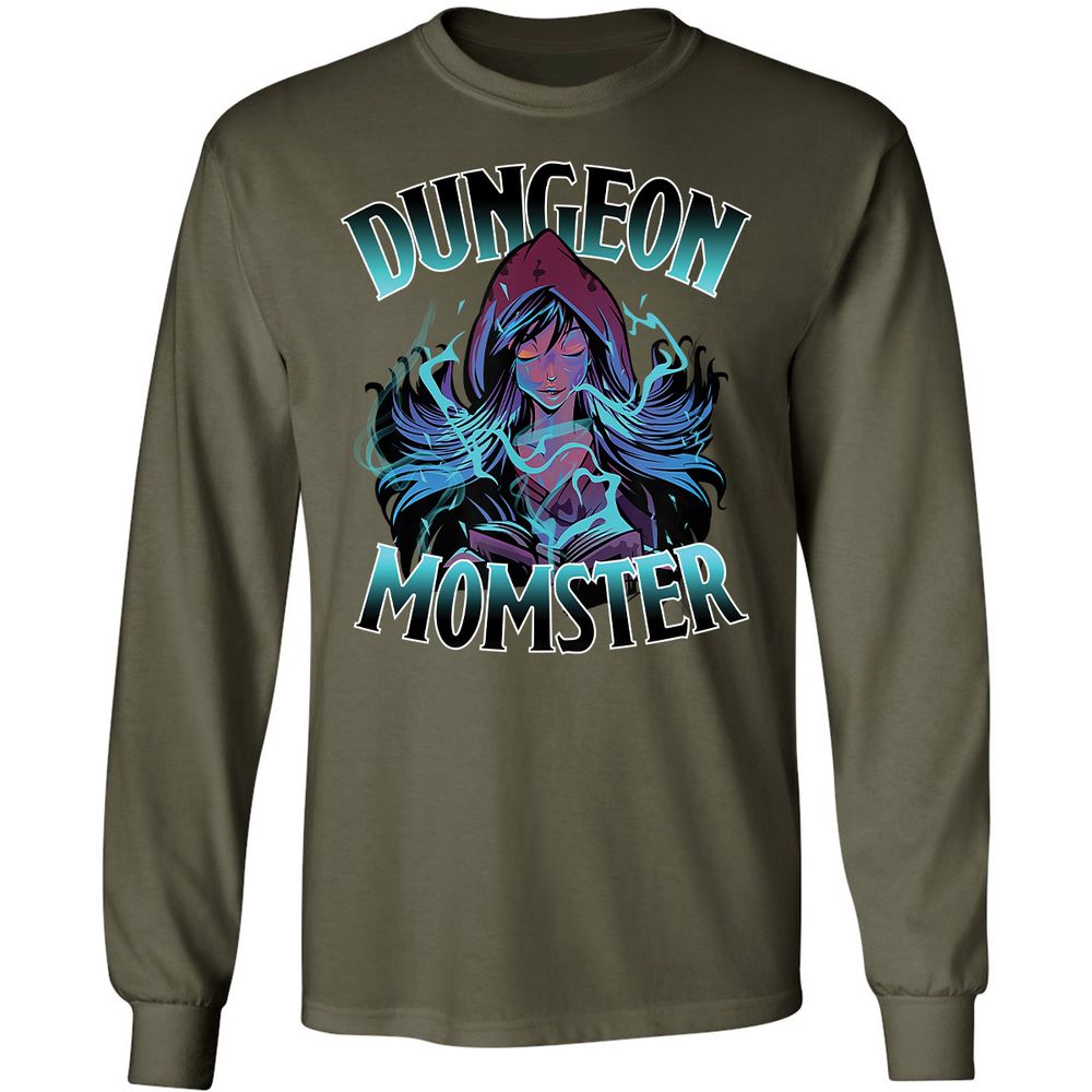 Dungeon Momster Long Sleeve T-Shirt - Military Green - 16